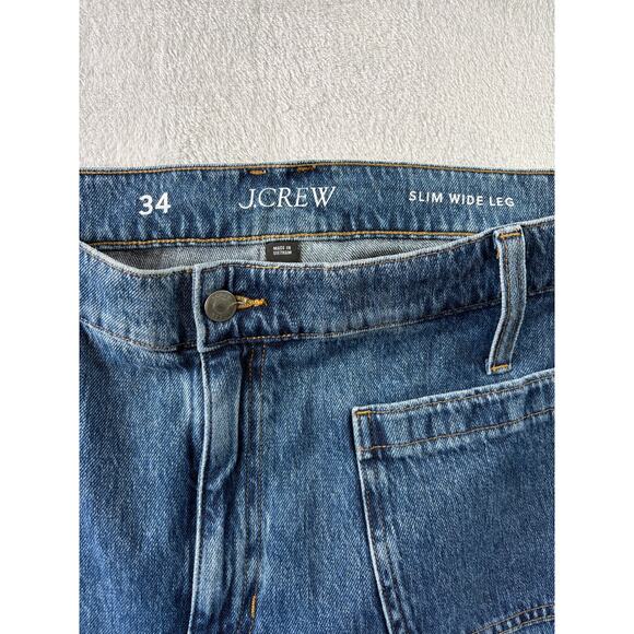 J.Crew Slim Wide-Leg Jeans • Frayed Hem - Size 34 - Picture 4 of 7